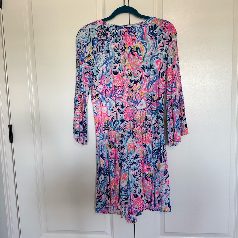 Lilly Pulitzer Pink and Blue Bell Sleeve Sundress